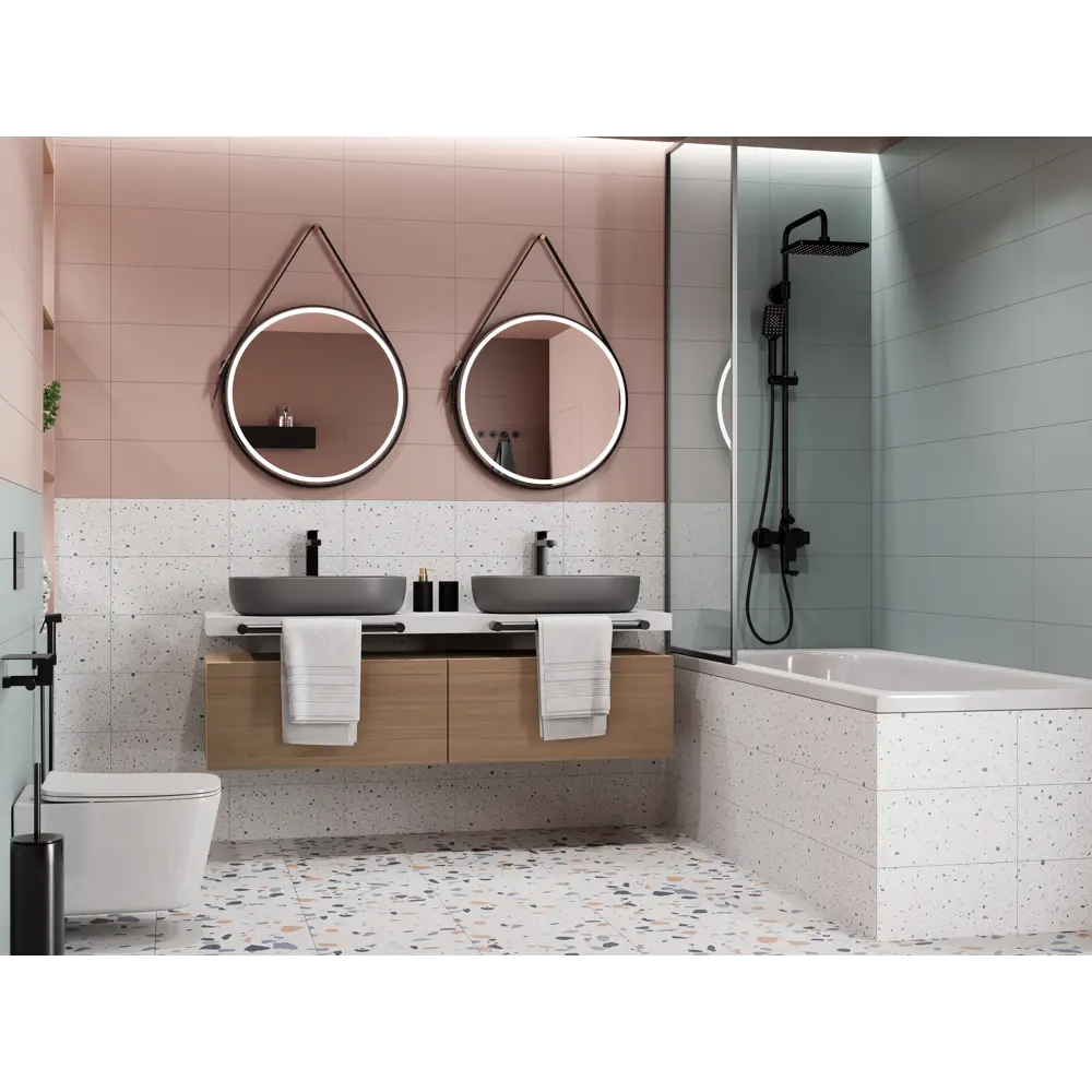 Плитка настенная Mersey Mono 20x40 см 1.2 м² матовая цвет розовый 89364575 STLM-2071039 Santreyd - Вид №10