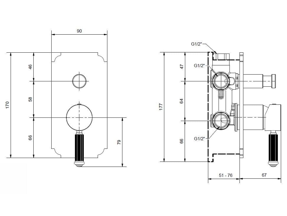 Смеситель для душа из хромированной латуни Bugnatese Athena ARCH-00115188 - Вид №2