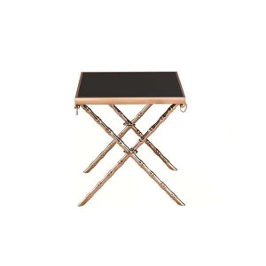 Приставной столик с черным стеклянным топом 60 см Bamboo A UNICO  248858 Медь;черный