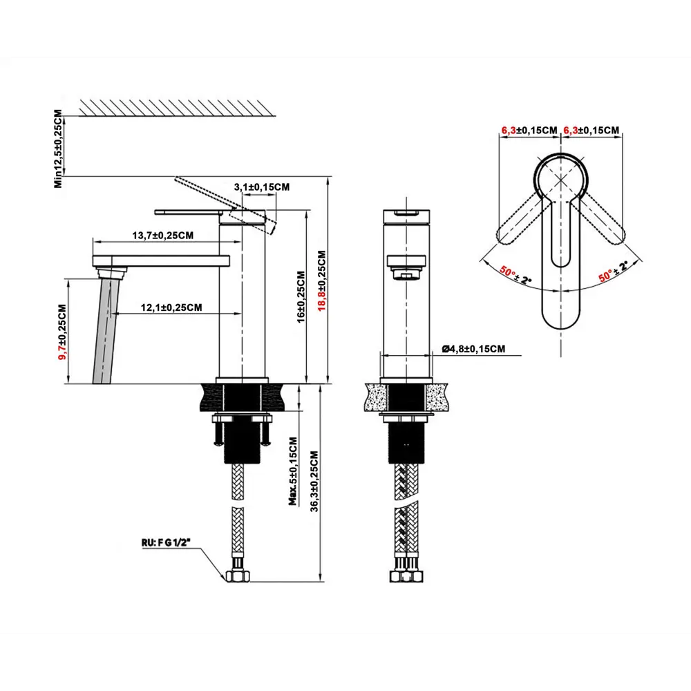 Смеситель для раковины KONSENSA Нарни MA3643PC однорычажный цвет черный матовый STLM-2188236 - Вид №5