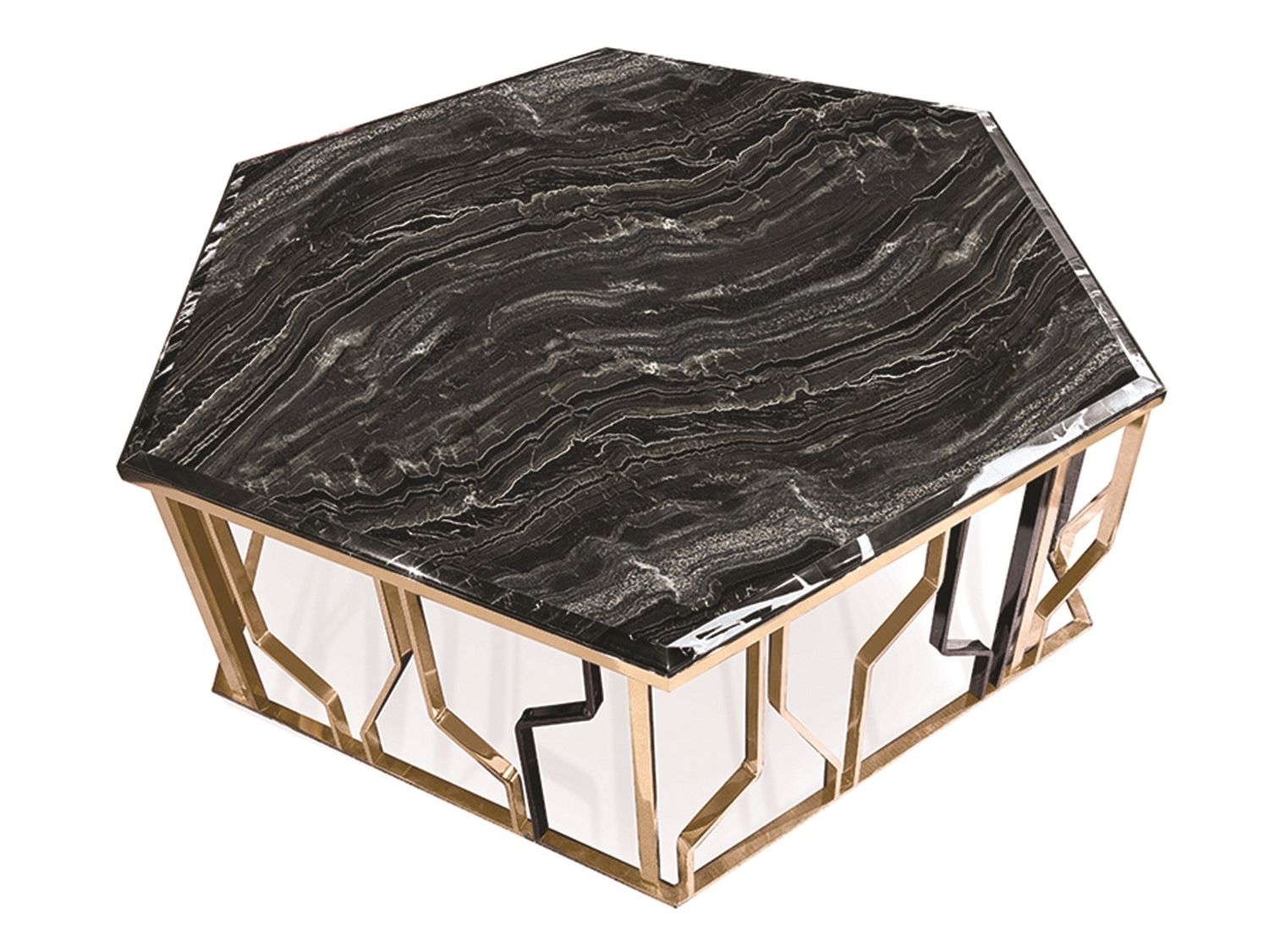 Мраморный шестиугольный журнальный столик Longhi Loveluxe ARCH-00060295 - Вид №7