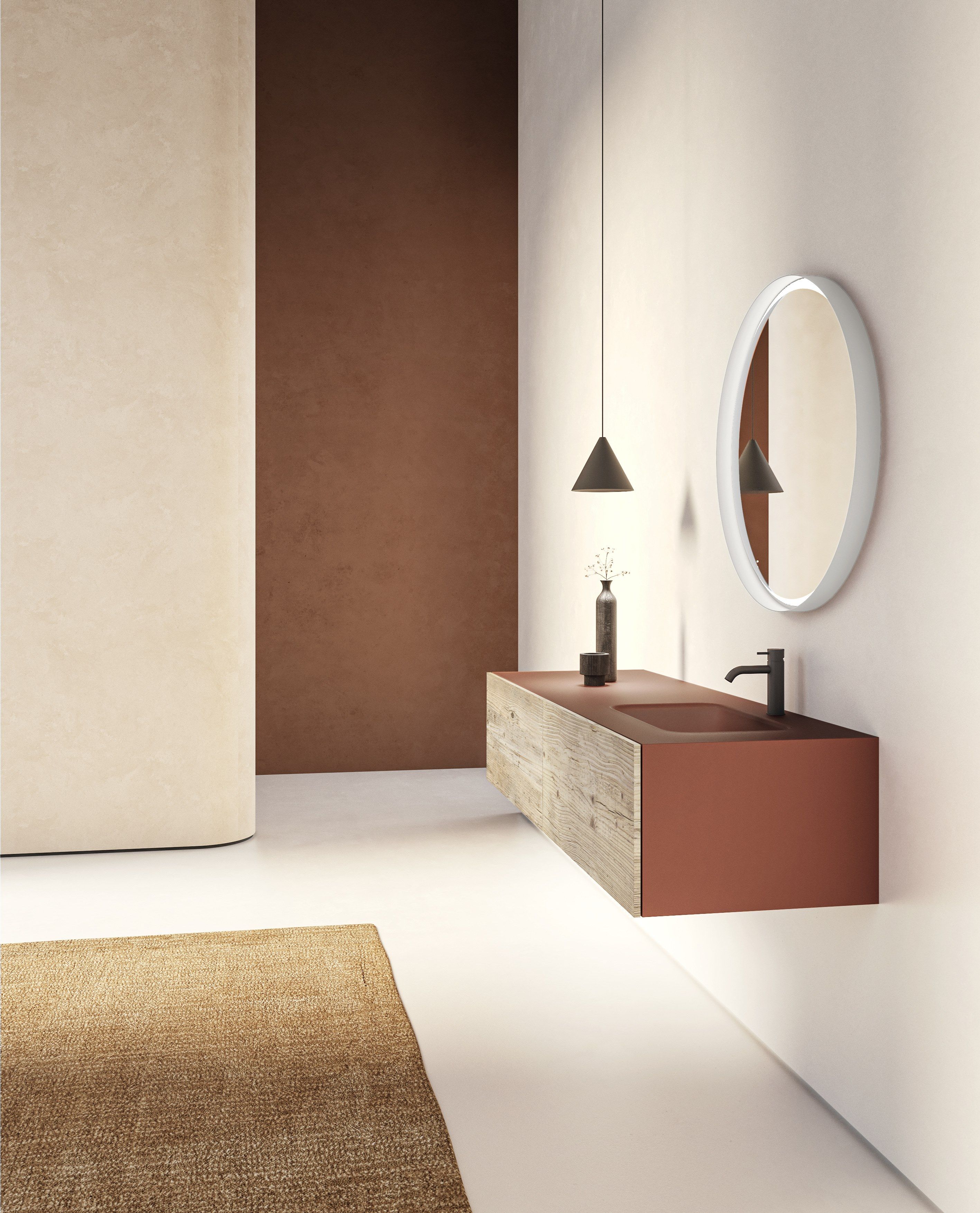 Деревянный шкаф для умывальника с ящиками со встроенной раковиной Moab Door ARCH-00116463 - Вид №2