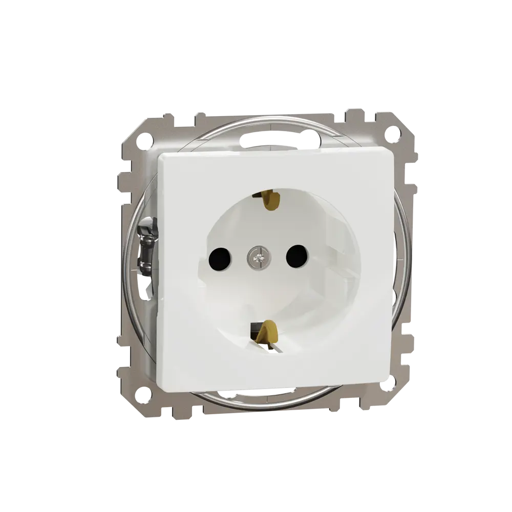 Розетка встраиваемая Systeme Electric Sedna Design с заземлением со шторками цвет белый STLM-2023921 - Вид №1