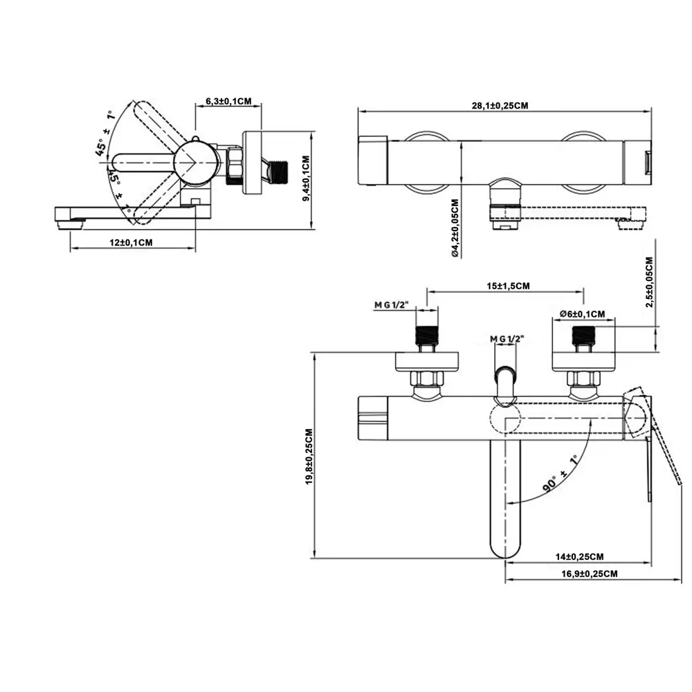 Смеситель для ванны KONSENSA Нарни YA3644PC однорычажный цвет черный матовый STLM-2182327 - Вид №6