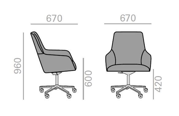 Офисное кресло с регулируемой высотой и колесами с 5 спицами Andreu World Alya Executive ARCH-00066731 - Вид №2