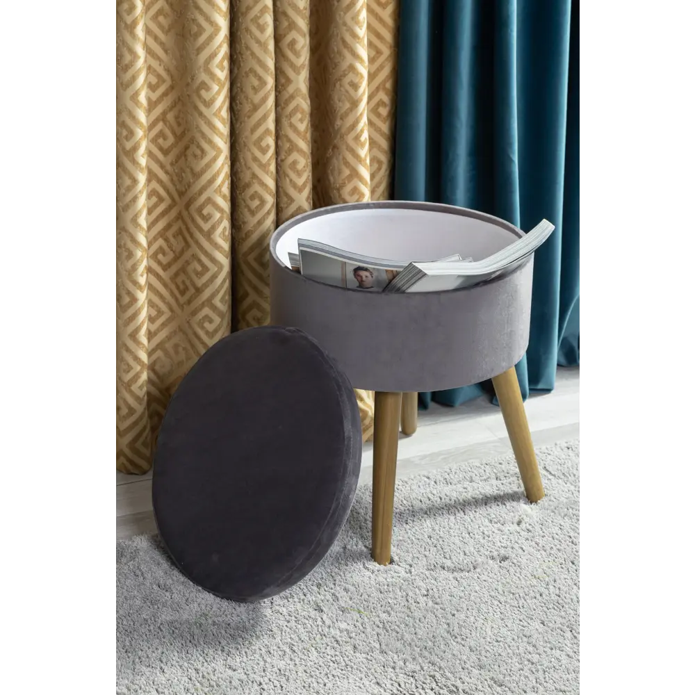 Табурет с мягкой обивкой «TESS» цвет тёмно-серый Atmosphera STLM-2095985 - Вид №2