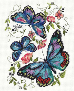 042-03 Синие бабочки Набор для вышивания Чудесная Игла 15 х 18 см Чудесная игла