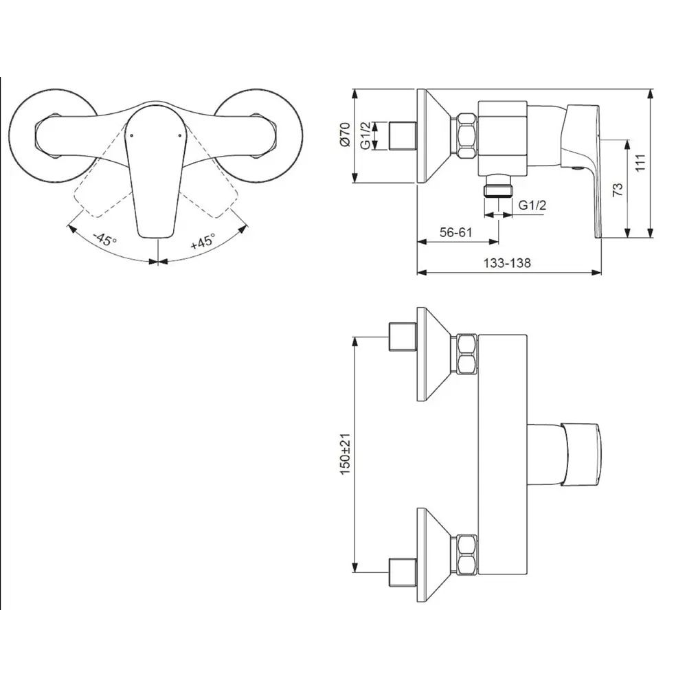 Смеситель для душа Ideal Standard Esla однорычажный цвет хром STLM-2095697 - Вид №6