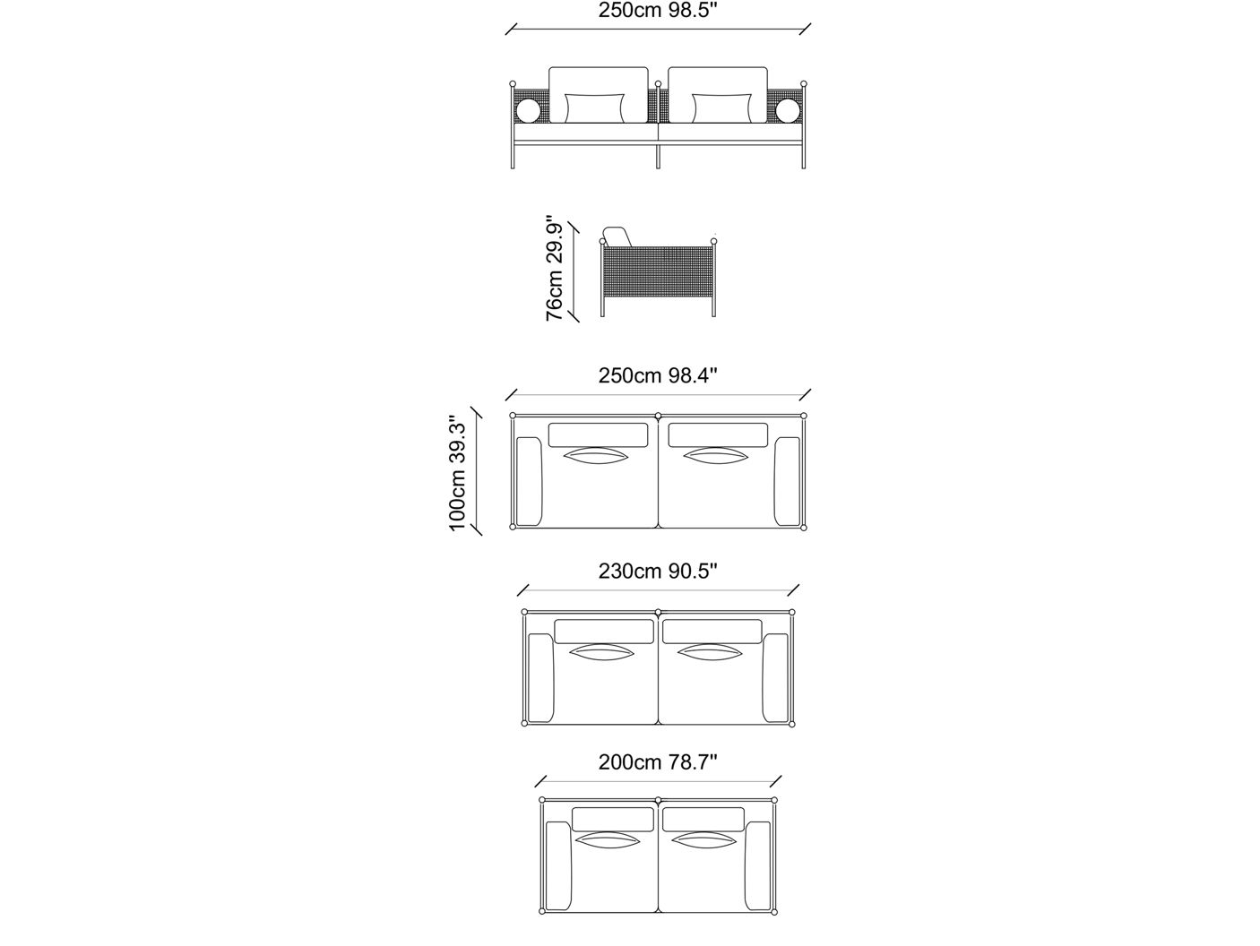3-местный тканевый садовый диван NDESIGN Ezora ARCH-00141026 - Вид №3