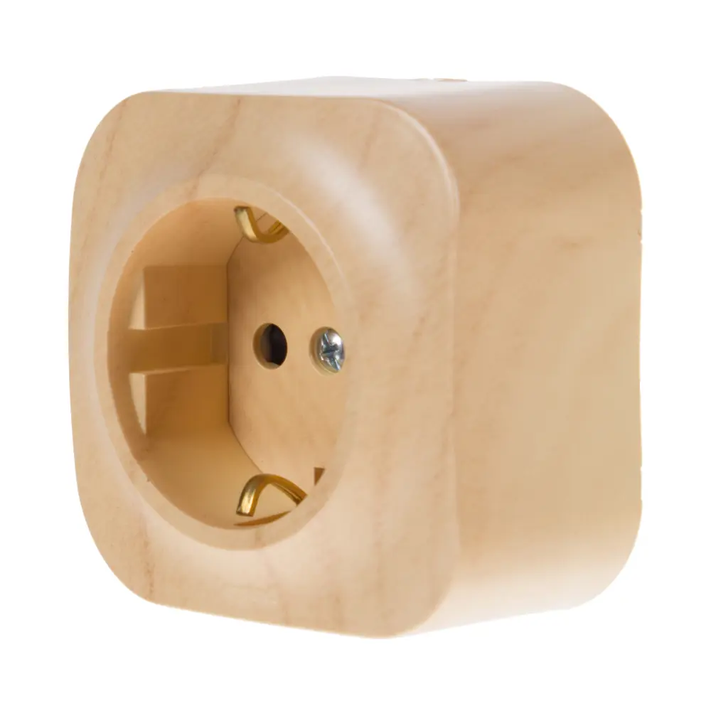 Розетка с заземлением Legrand Quteo со шторками IP20 16А 250В винтовые зажимы накладной монтаж цвет дерево 16162522 STLM-2089446 - Вид №1
