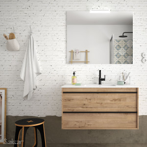 84950 SALGAR Комплект мебели для ванной ATTILA 1000 OSTIPPO OAK + Раковина + Зеркало + Свет Робл Остиппо