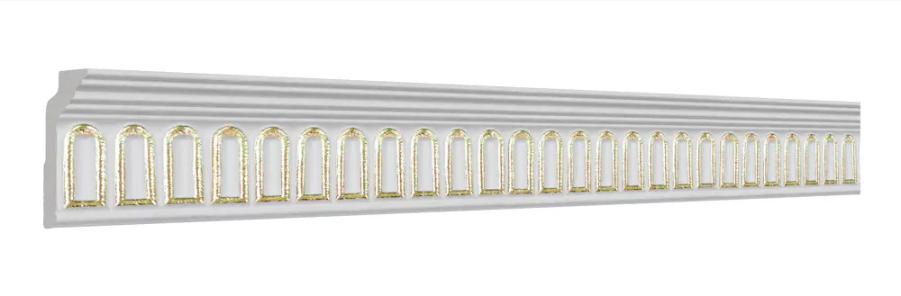 91070033 Потолочный плинтус Glanzepol GP-74 Gold 2000x28x64мм подходит для натяжного потолка с покрытием под золото STLM-0812122