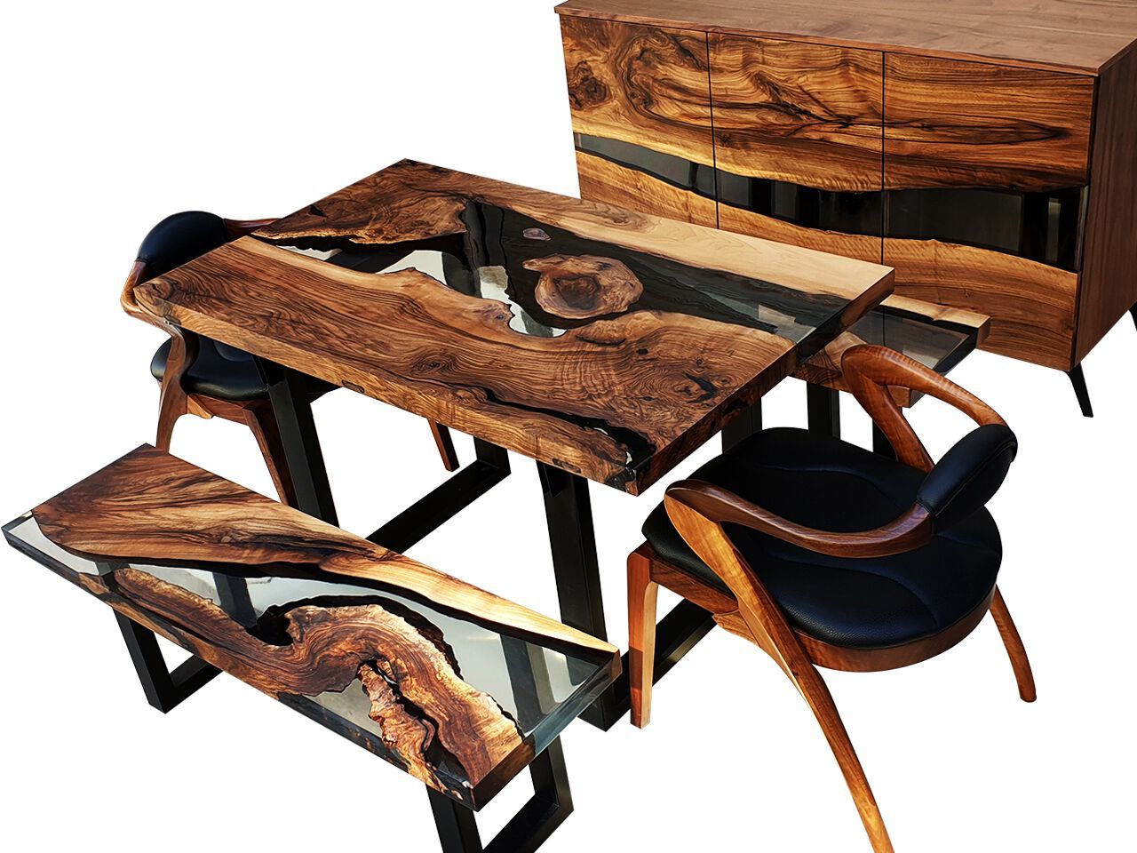 Обеденный набор из дерева и смолы Legnor LEG2408736 ARCH-00106175 - Вид №3