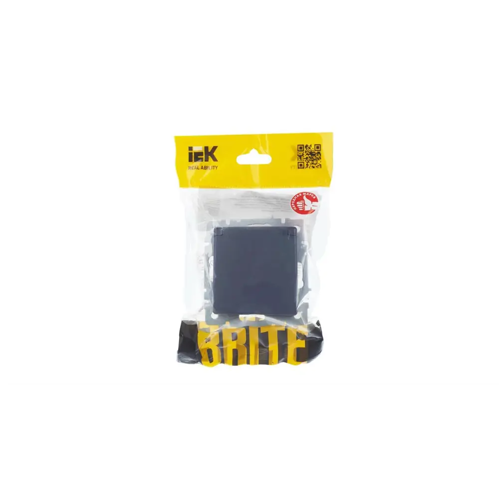 Розетка встраиваемая IEK Brite РСбш10-3-БрМ с заземлением с крышкой и шторками цвет маренго 89361844 STLM-2085812 - Вид №3