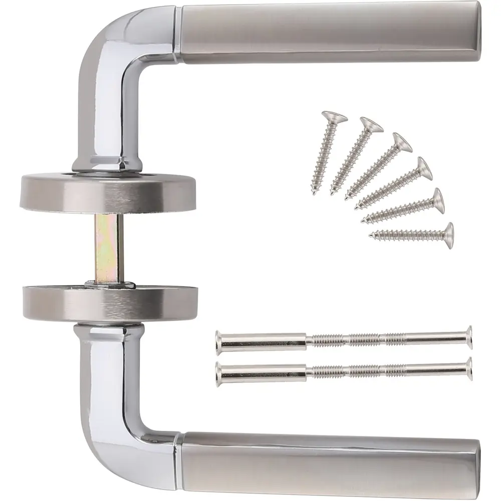 Ручки дверные на розетке ASS-6017 цвет никель/хром EDSON STLM-2092152 - Вид №2