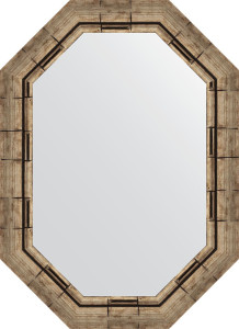 BY 7126 Зеркало в багетной раме - серебряный бамбук 73 mm EVOFORM Octagon