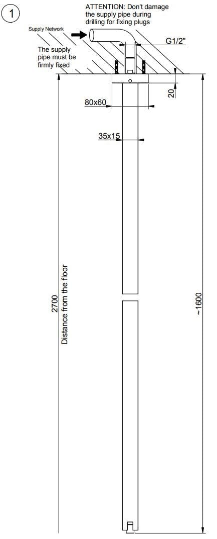 Потолочный хромированный латунный дозирующий носик для умывальника Gessi прямоугольник ARCH-00015477 - Вид №1