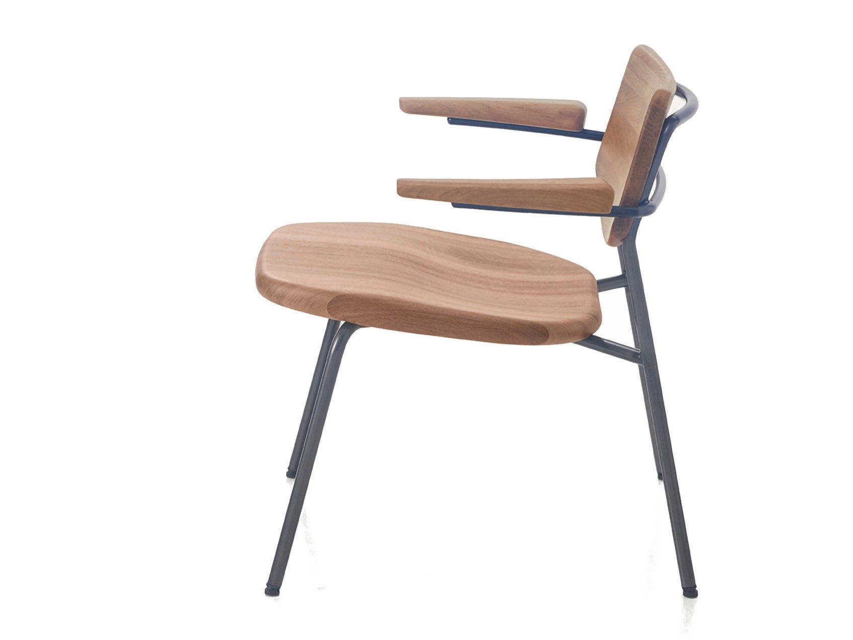 Штабелируемое кресло из нержавеющей стали и дерева с подлокотниками BassamFellows труба ARCH-00140786 - Вид №2