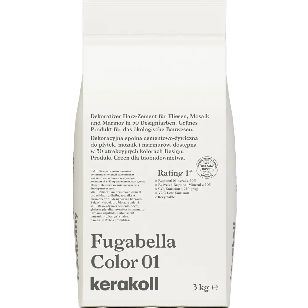 90845528 Затирка гибридная Kerakoll Fugabella Color Цвет 01 Снежно-белый 3 кг STLM-0948241