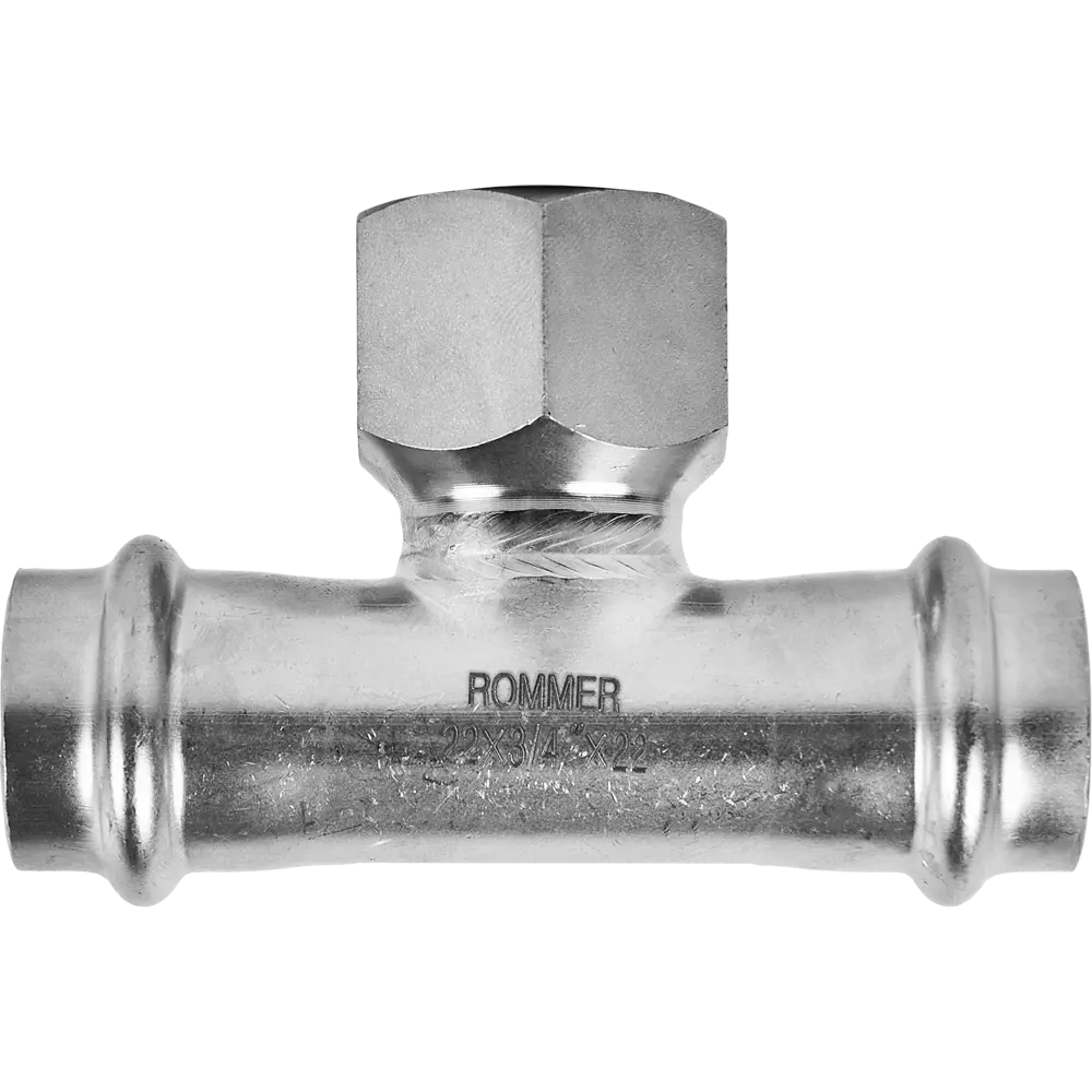 Тройник переходной Rommer 3/4"x22 мм ВПр-ВР нержавеющая сталь 88011341 STLM-2151929  - Вид №1