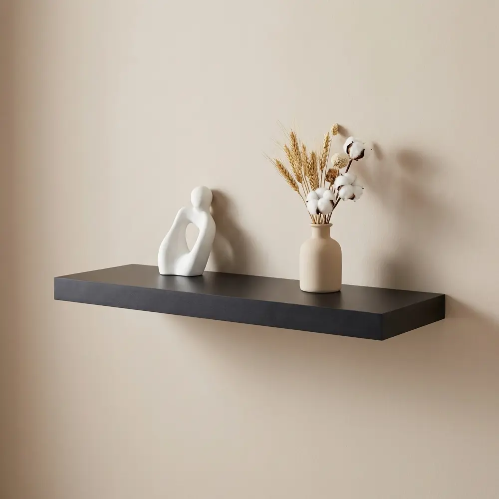 Настенная полка KONSENSA 60x23.5 см со скрытым креплением МДФ цвет черный STLM-2128029