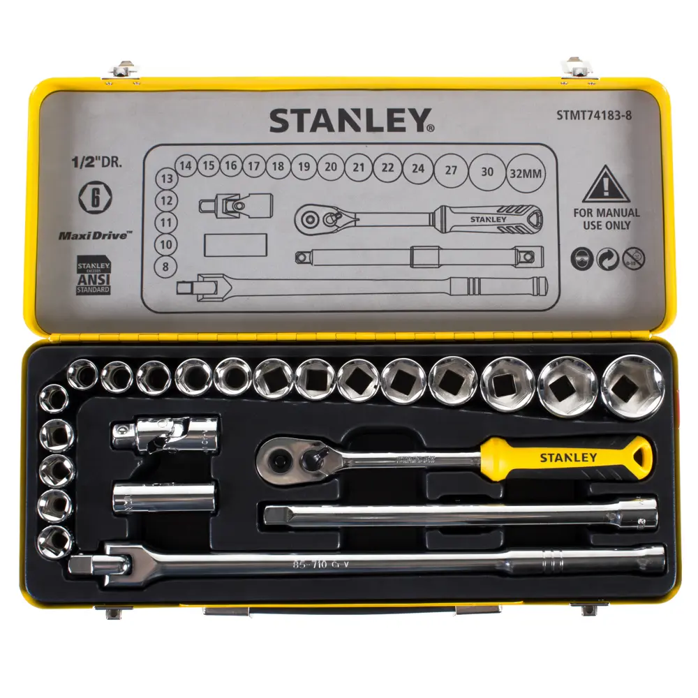 Набор торцевых головок с ключом Stanley STMT74183-8 1/2 дюйма, 24 шт STLM-2084293 - Вид №1