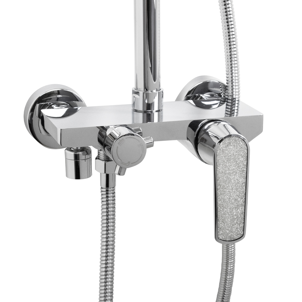 GFmark - Смеситель + стойка душевая "тропический душ" с двумя лейками, с АЛМАЗНОЙ КРОШКОЙ на ручке, код: 4875  - Вид №2