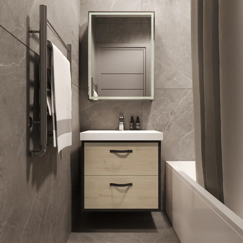 Тумба под раковину Aquanet Инди Вилис подвесная 65 см цвет дуб белый STLM-2045944 - Вид №9