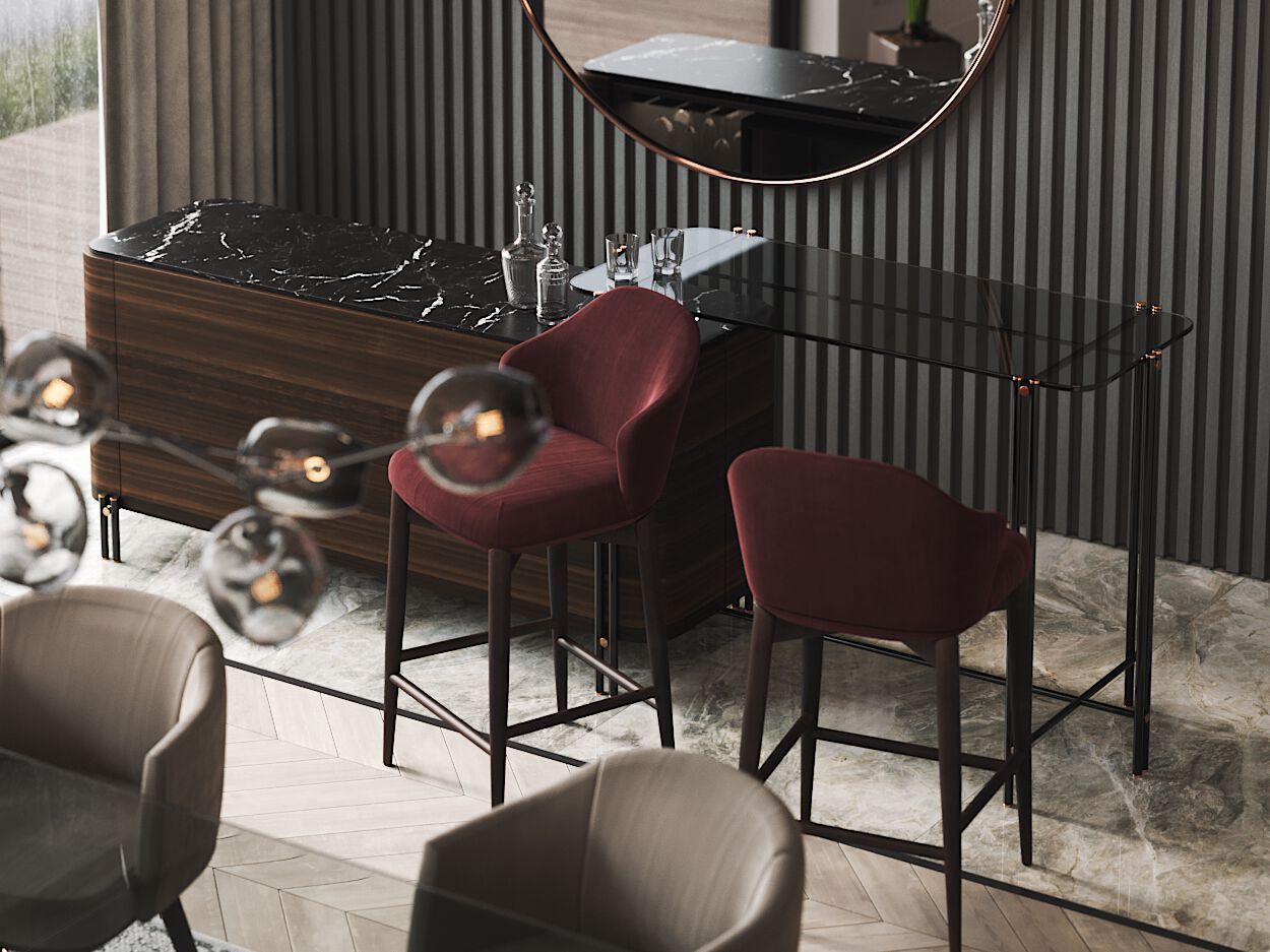 Деревянный и стеклянный барный шкаф PRADDY Natur ARCH-00124682 - Вид №3