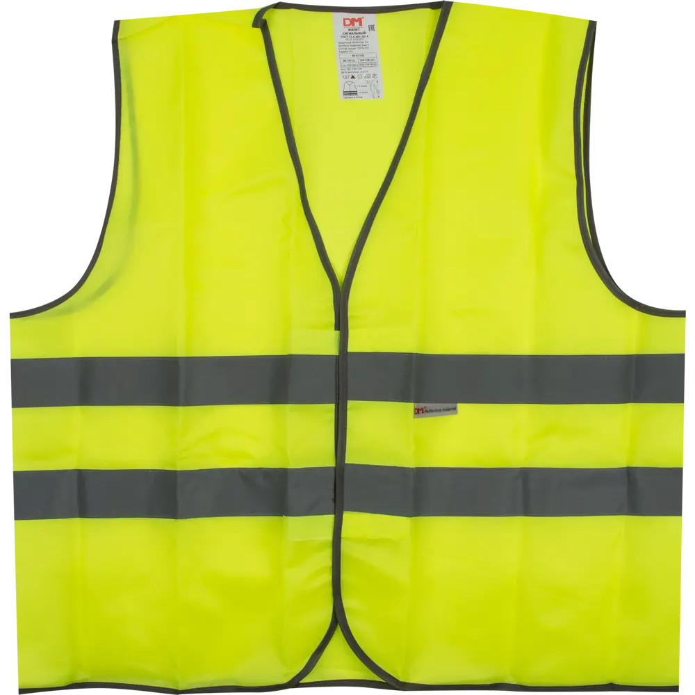 Жилет сигнальный для водителя размера 60-62, полиэфир, цвет лимонный DM REFLECTIVE MATERIALS STLM-2177257