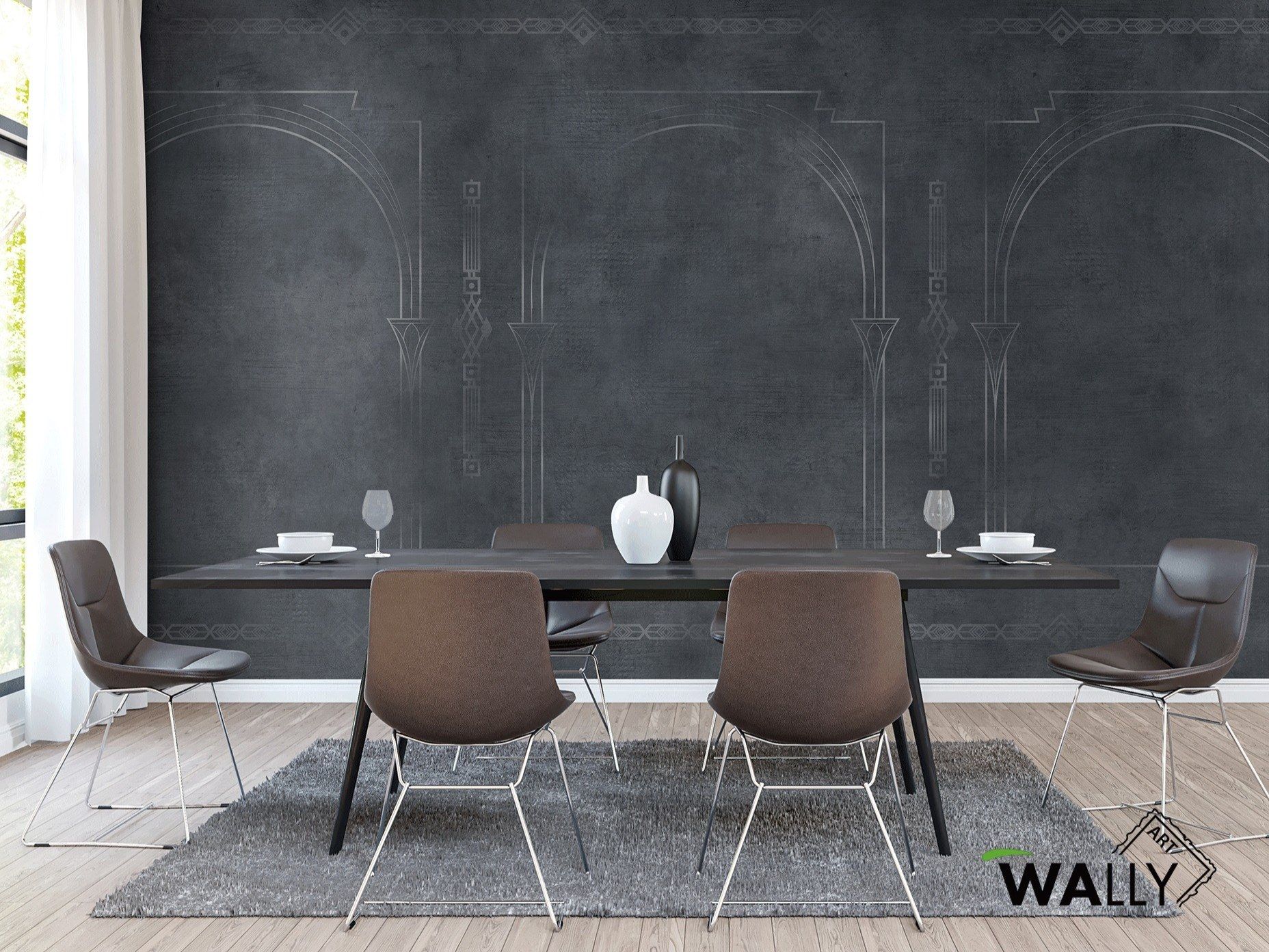 Моющиеся огнестойкие обои trompe l'oeil из нетканого материала WALLYART коллекция ARCH-00072458