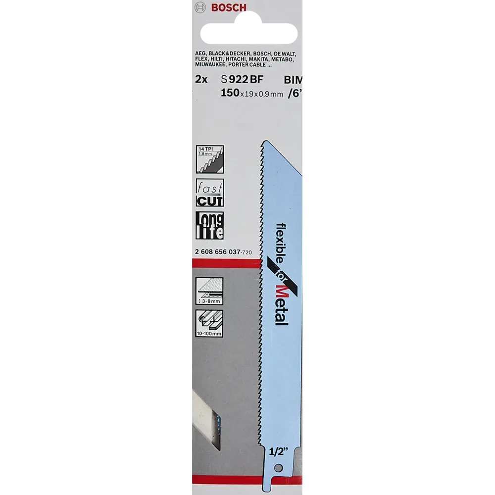 Пилка по металлу 150 мм для Bosch S922BF 2 шт BOSCH PROFESSIONAL STLM-2190065 - Вид №3