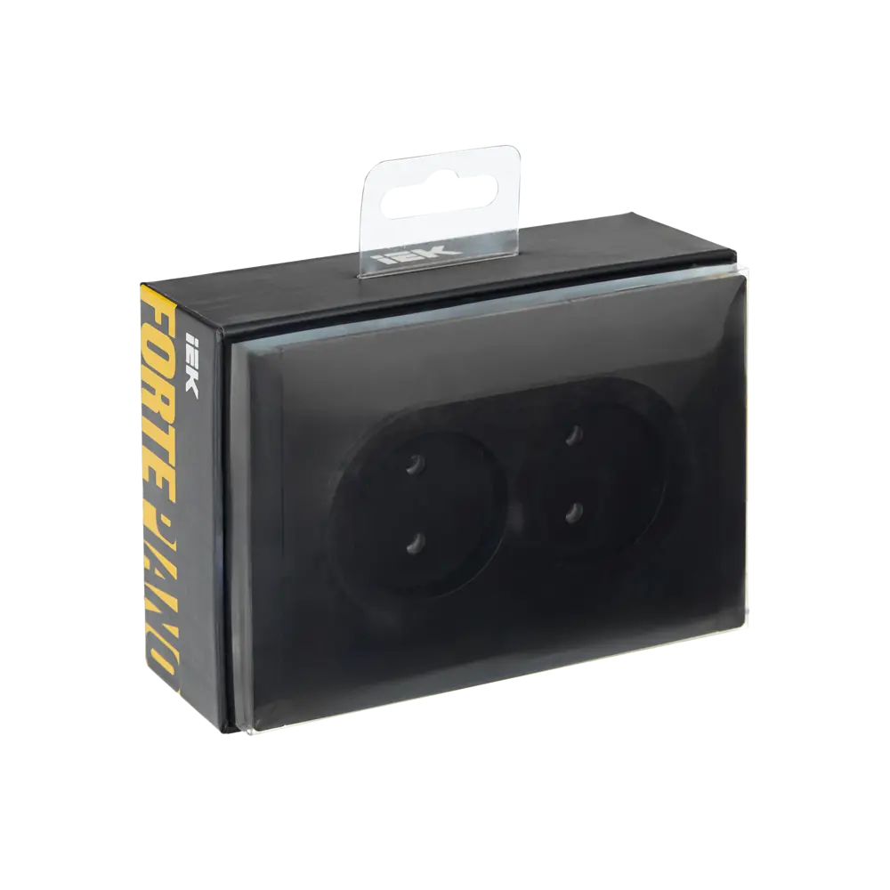 Розетка двойная встраиваемая IEK Forte&Piano черная 10А 89436015 STLM-1563438 - Вид №1