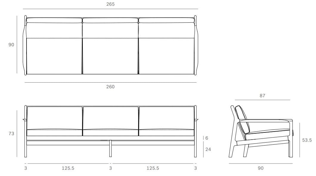 3-местный тканевый садовый диван Ethnicraft Джек ARCH-00141433 - Вид №6