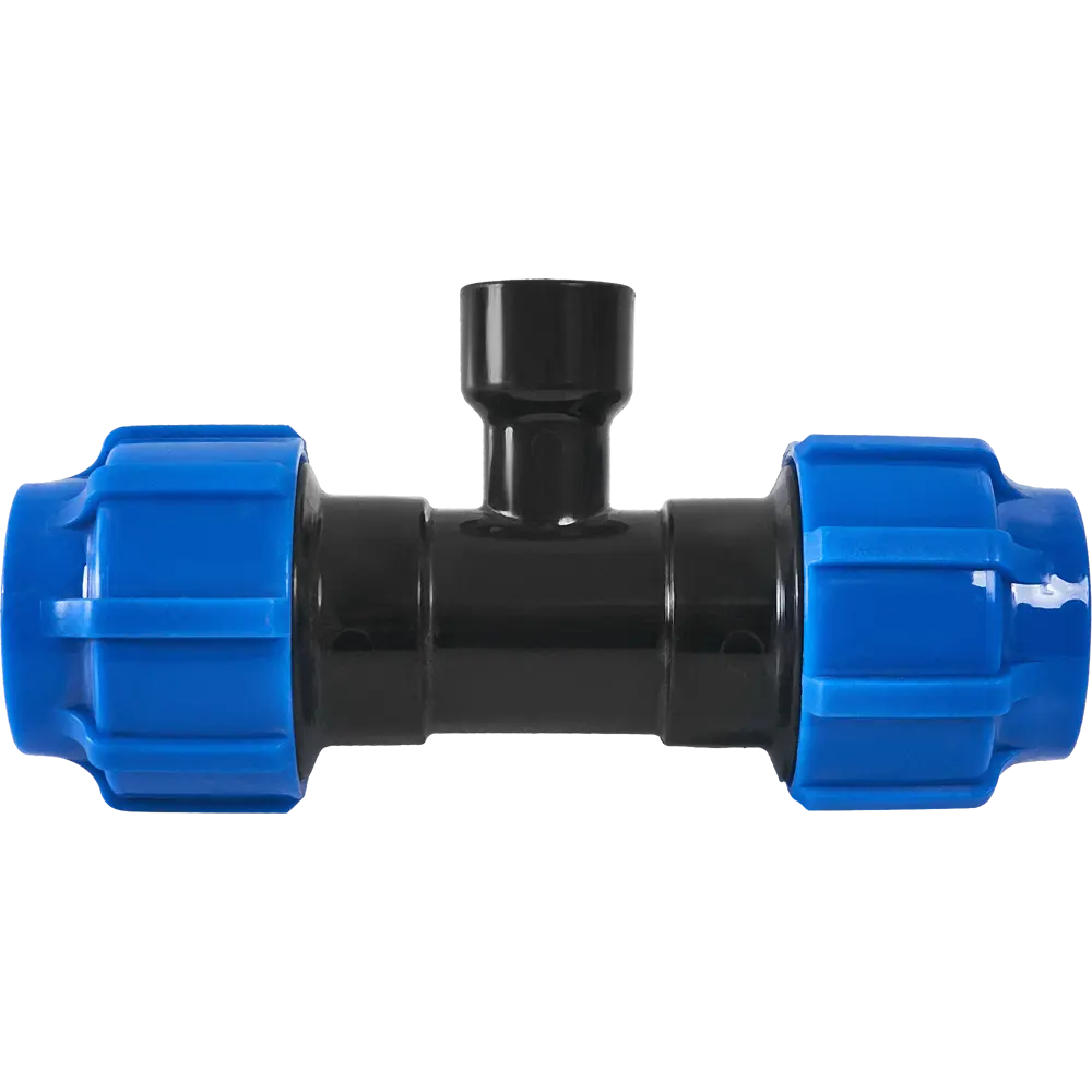 Тройник компрессионный ТПК-АКВА 40x40x3/4 внутренняя резьба ПОЛИТЭК STLM-2133901 - Вид №1