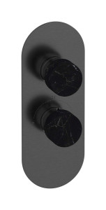 Комплект наружных частей термостата на 1 потребителей - вертикальная овальная панель с ручками Marmo WE ARE IB eua112csnmr_2 Brushed Black Chrome Aqua