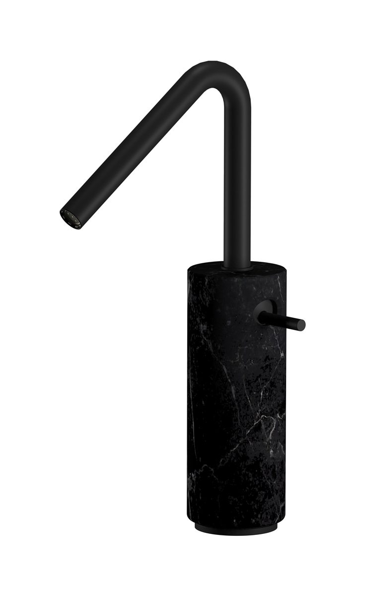 Высокий смеситель для раковины на 1 отверстие в комплекте с донным клапаном WE ARE IB mr202np_2 Matt Black Marmo