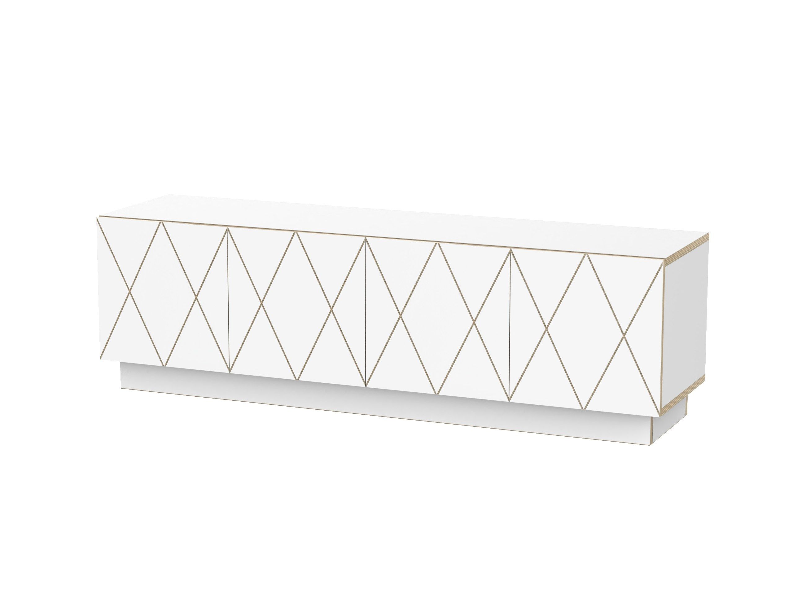 Низкий березовый ТВ-шкаф с распашными дверцами Radis Romb ARCH-00136538 - Вид №1