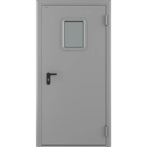 Дверь техническая остекленная 1080x2050 мм правая цвет светло-серый RAL7035