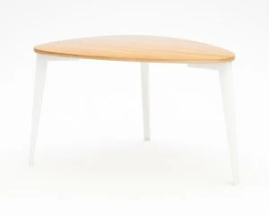 Обеденный стол деревянный треугольный с белыми ножками 122 см Shell TORY SUN SHELL 338622 Бежевый