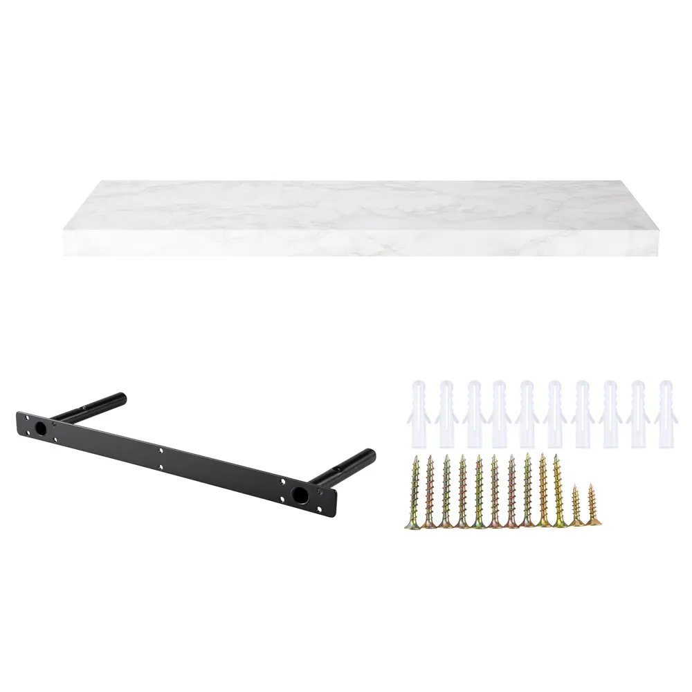 Настенная полка KONSENSA 80x23.5 см со скрытым креплением МДФ цвет светлый мрамор STLM-2186070 - Вид №7