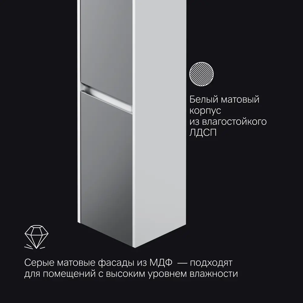 Тумба под накладную раковину AM.PM Flash 60x68.5 раковина AM.PM Struktura шкаф-пенал цвет корпуса серый 89443606 STLM-2002001 Santreyd  - Вид №9