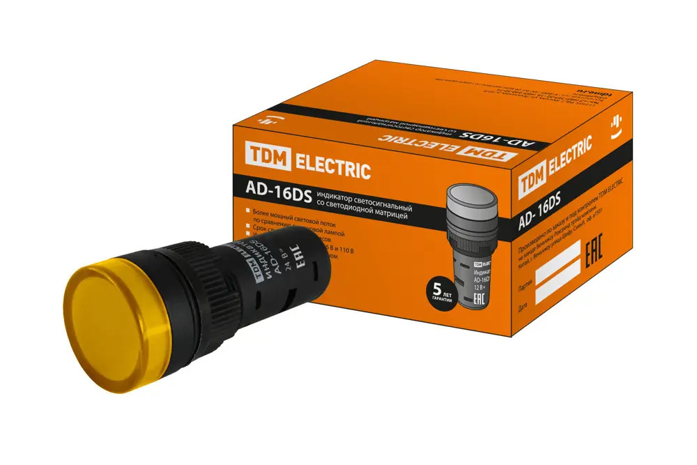 91673753 Лампа сигнальная Tdm electric AD-16DS D16 мм желтый 24 В AC/DC STLM-1111102