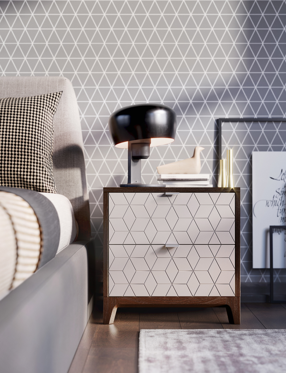 Прикроватная тумбочка дизайнерская коричневая Case THE IDEA  210312 Коричневый  - Вид №3