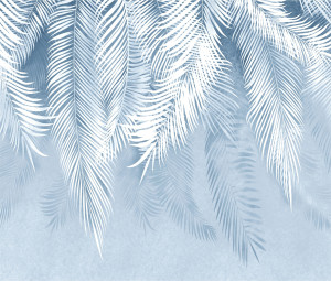 90737772 Фотообои флизелиновые 300х260 см Пальмовые листья в голубых оттенках 9035dv STLM-0361946 DEKOR VINIL