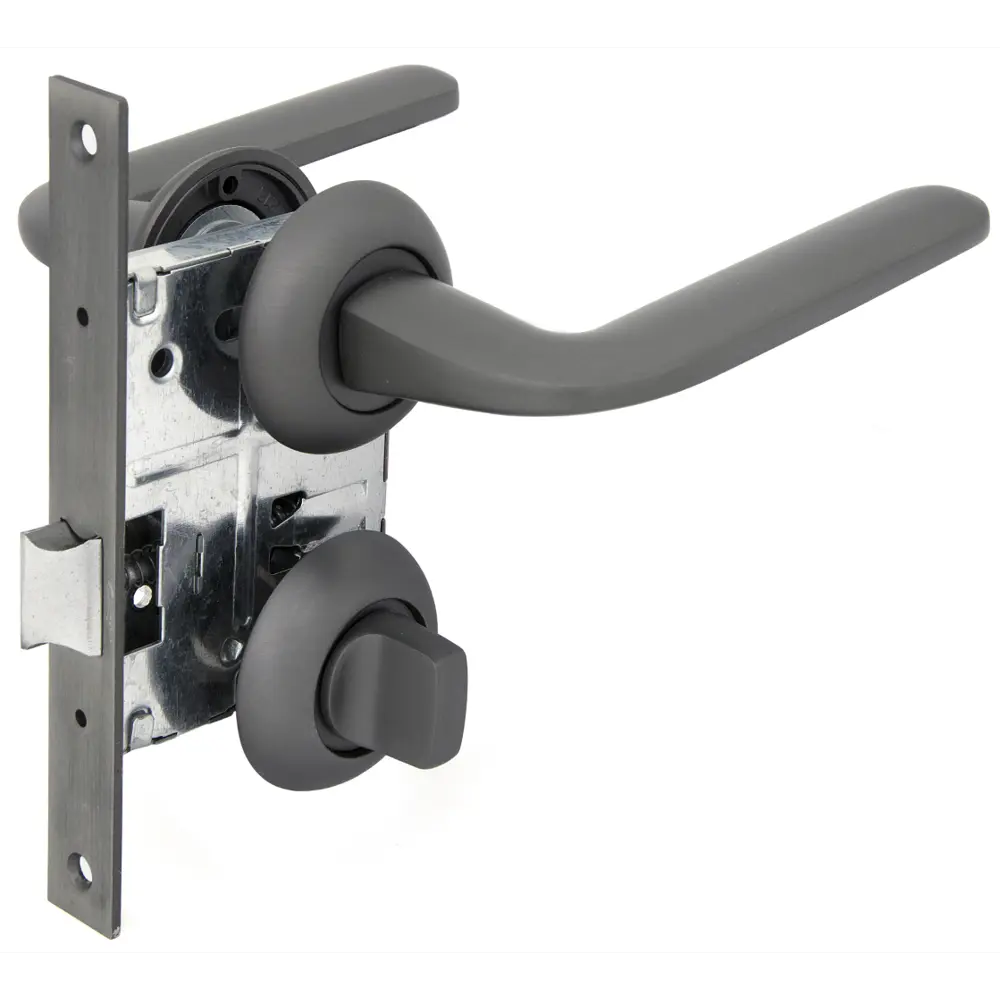 Дверная ручка Palladium 34L 170BK GF, с запиранием, комплект, цвет графит STLM-2046003