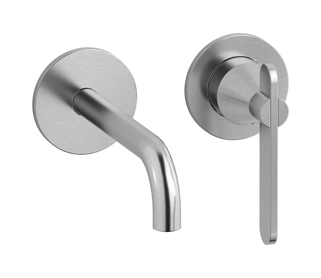 Встроенный в стену смеситель для раковины на 2 отверстия в комплекте с донным клапаном WE ARE IB ol202on Brushed Nickel Soho