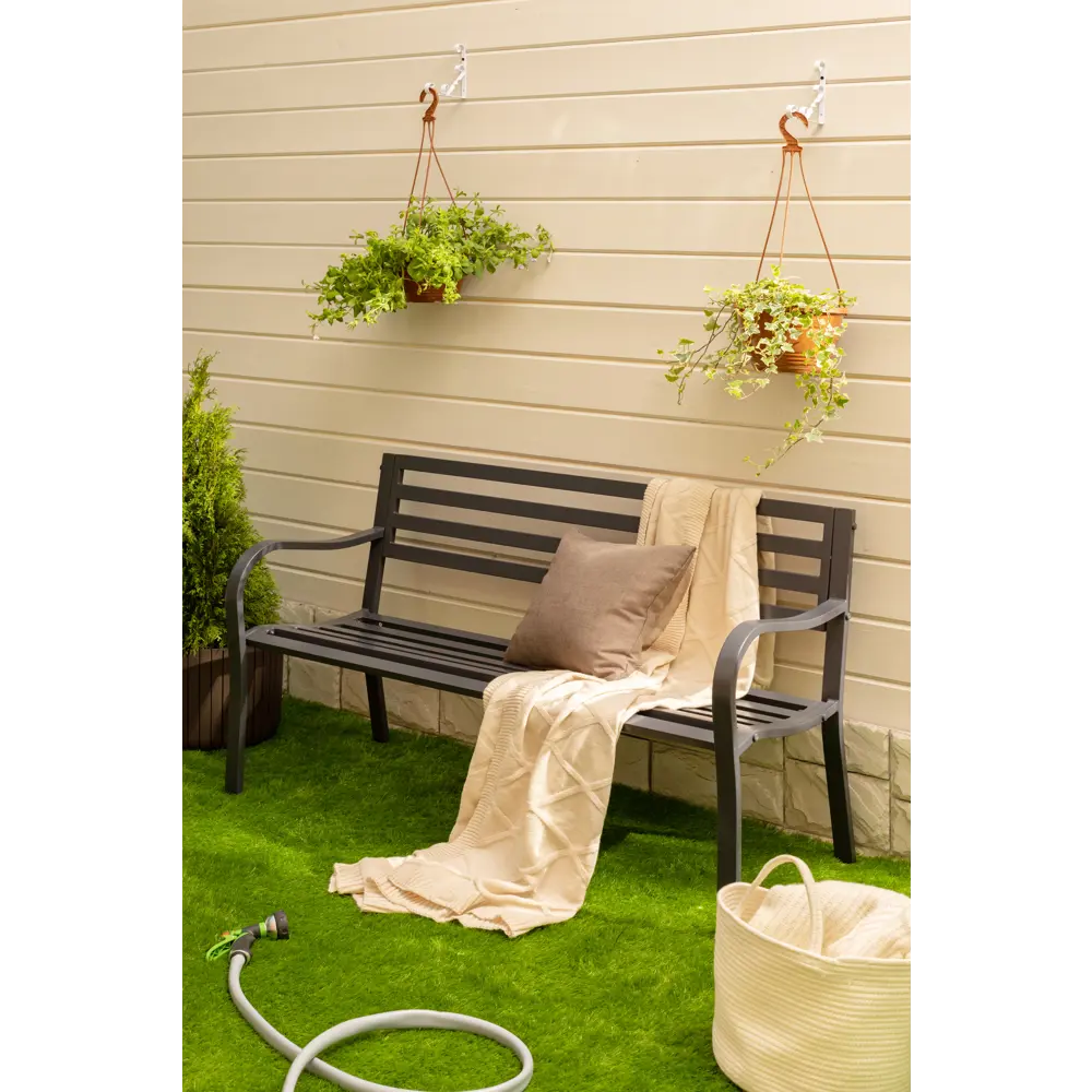 Скамья садовая 128x56x81 см сталь антрацит Santreyd Товар без серии STLM-2021194 - Вид №4