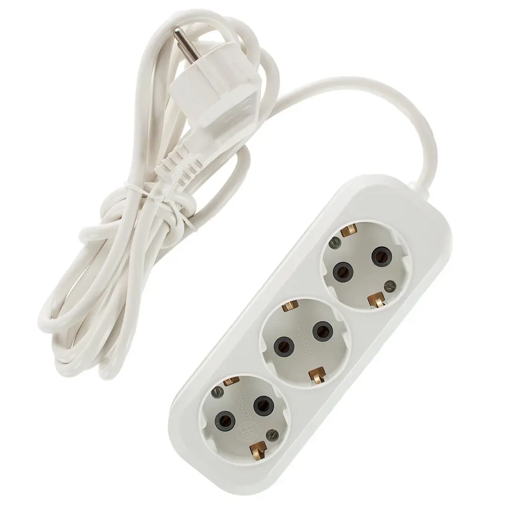 Удлинитель с заземлением для бытовой техники 3 розетки 3 м цвет белый Santreyd STLM-2089864 - Вид №1