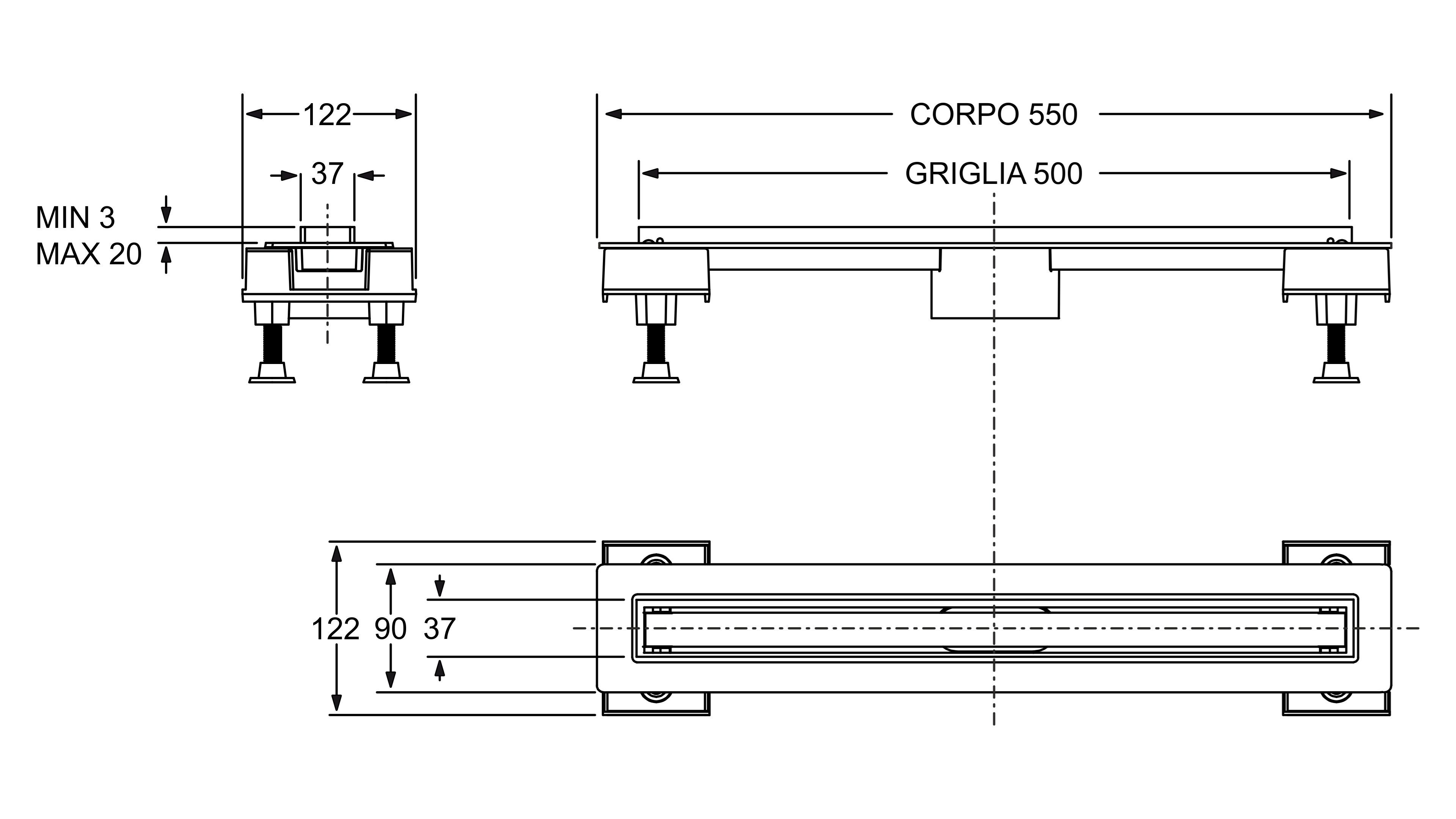 Алюминиевый слив для душа Bonomini Canalissima ARCH-00033121 - Вид №2
